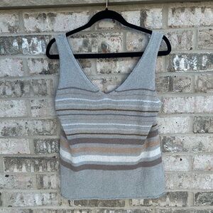 Wishlist Gray and Brown Striped Tank Top